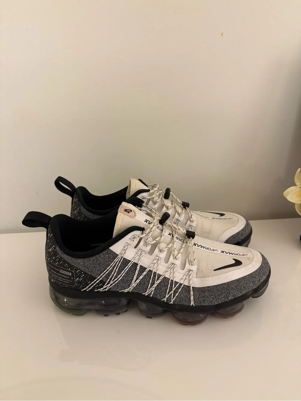 Nike White and Gray Women's Air VaporMax Sneakers